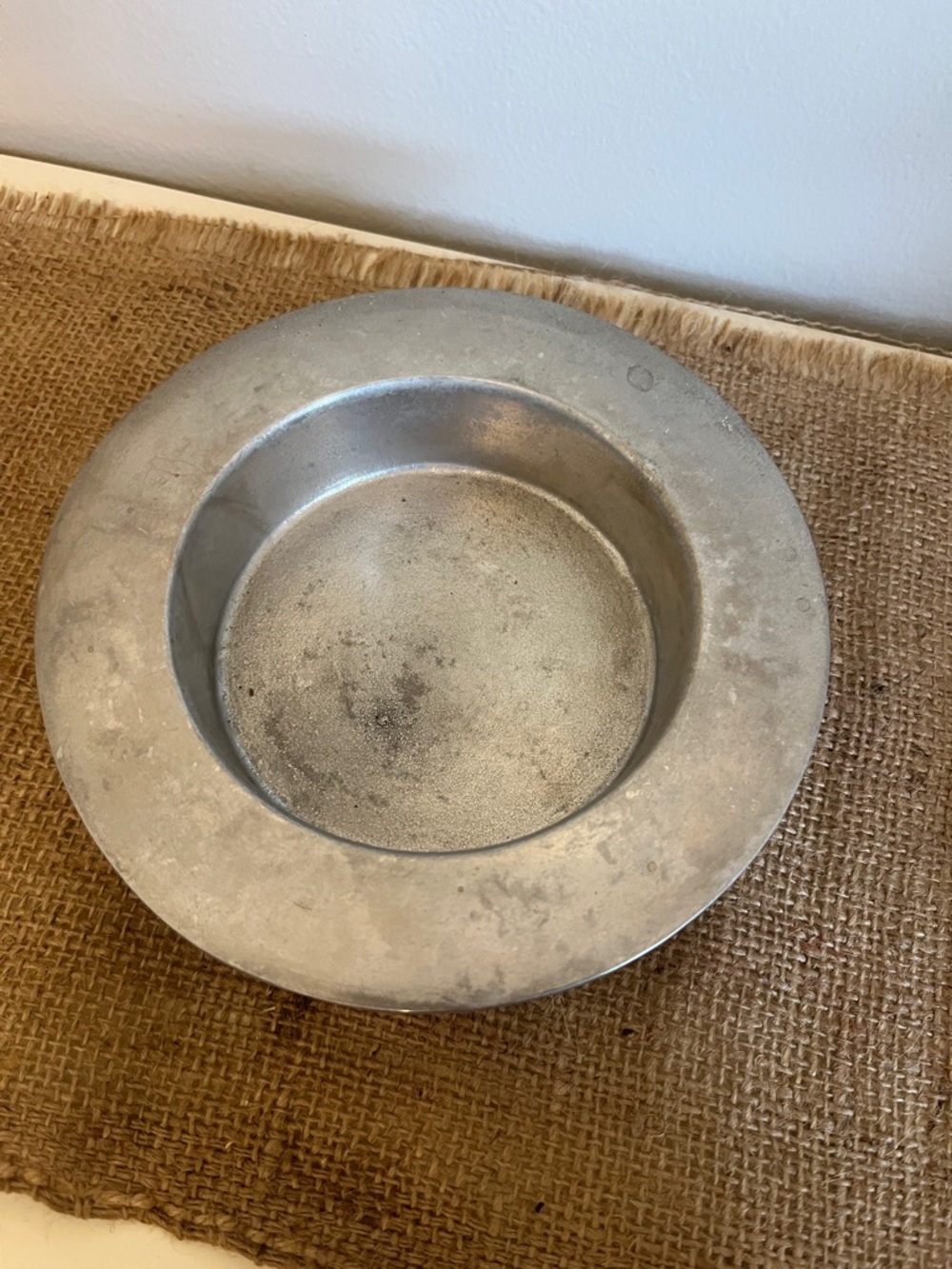 Vintage Pewter Round Bowl Charger - Silver Tone